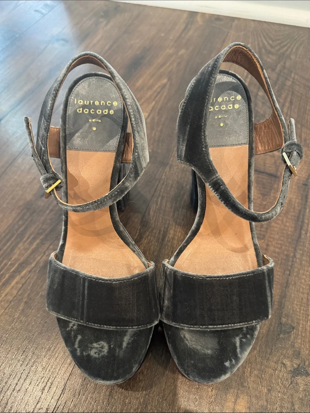 Laurence Dacade Gray Velvet Platform Sandals